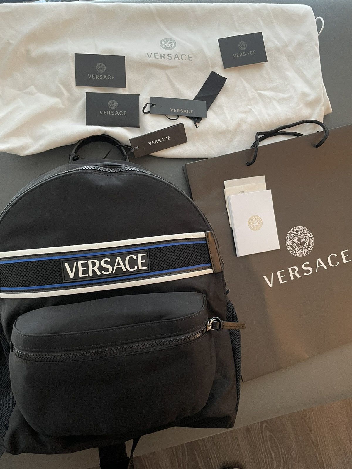 Versace New Super Runway Limited Edition Versace Logo Backpack Bag Size ONE SIZE - 18 Thumbnail