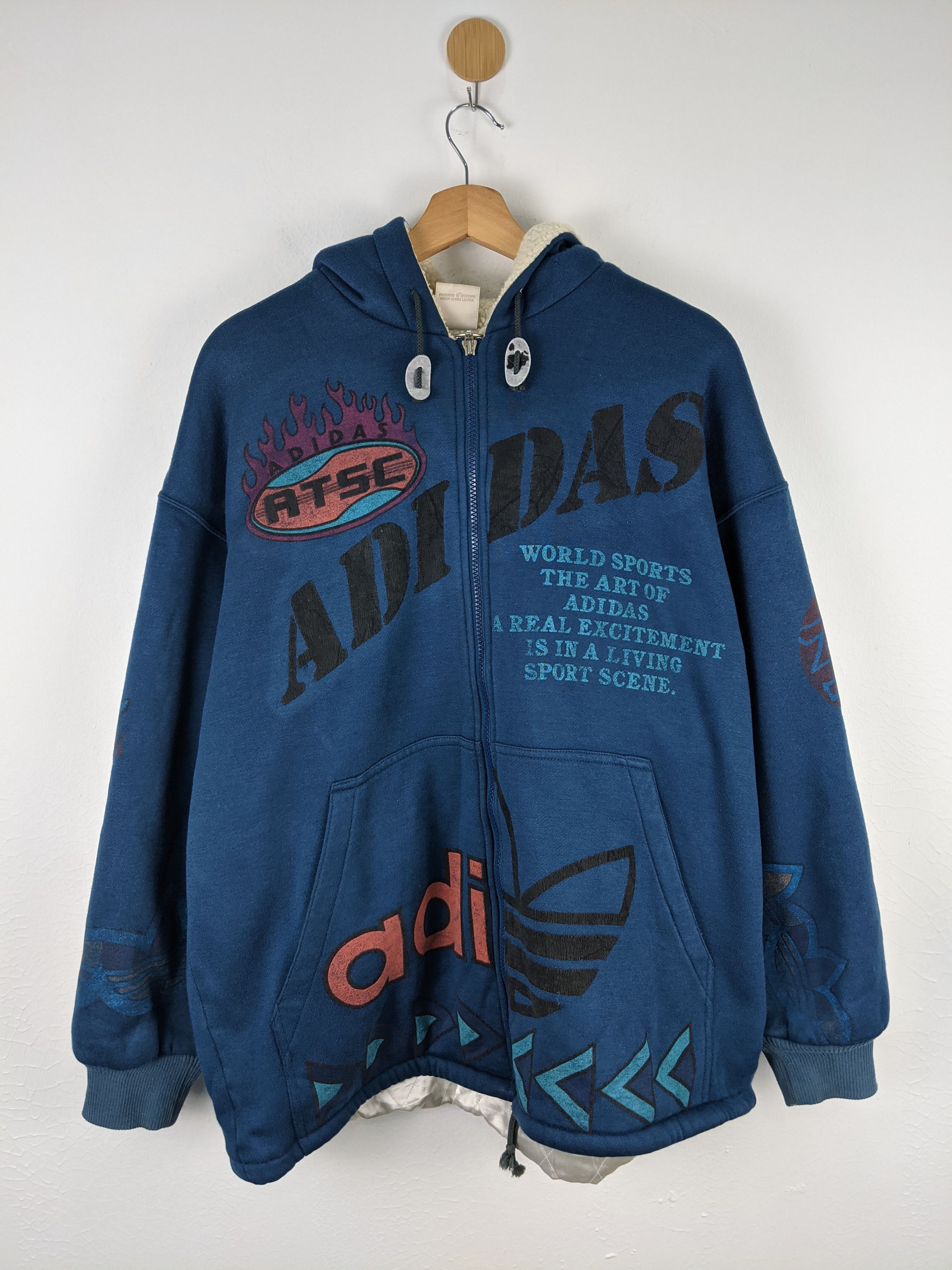 Adidas Vintage Adidas 90s Big Logo Trefoil Jaspo Ski Hoodie Size US L / EU 52-54 / 3 - 1 Thumbnail