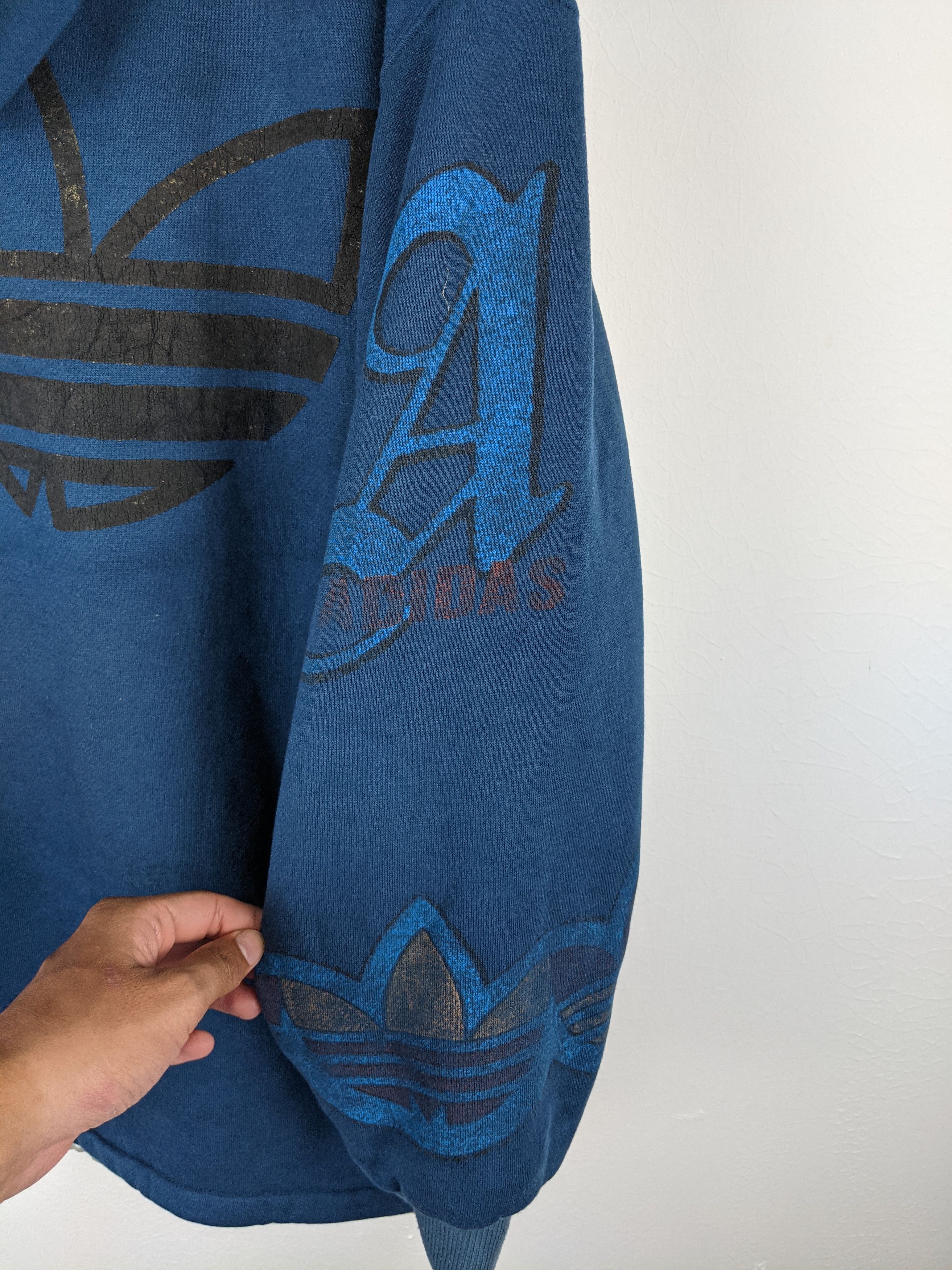 Adidas Vintage Adidas 90s Big Logo Trefoil Jaspo Ski Hoodie Size US L / EU 52-54 / 3 - 5 Thumbnail