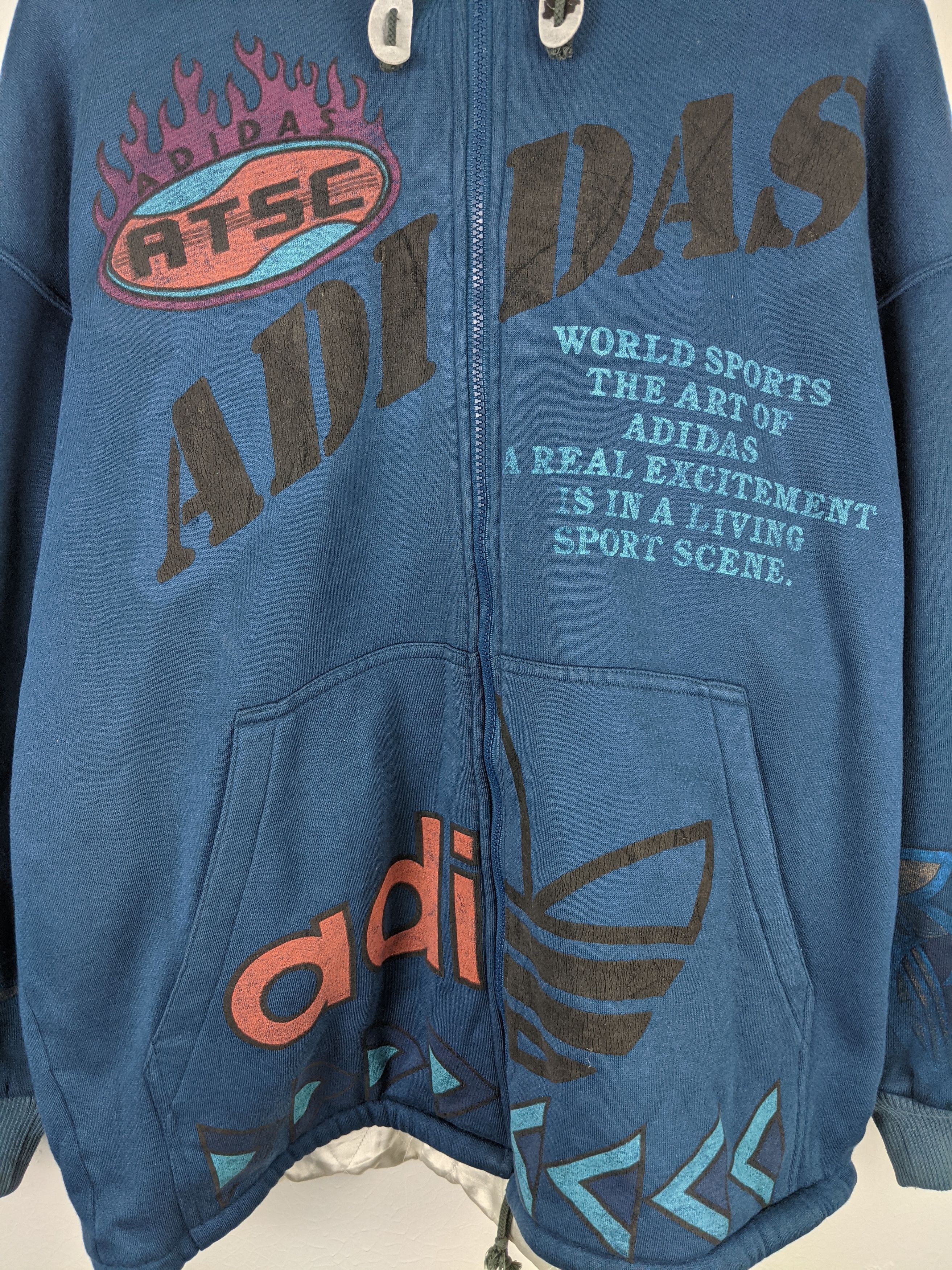 Adidas Vintage Adidas 90s Big Logo Trefoil Jaspo Ski Hoodie Size US L / EU 52-54 / 3 - 4 Thumbnail
