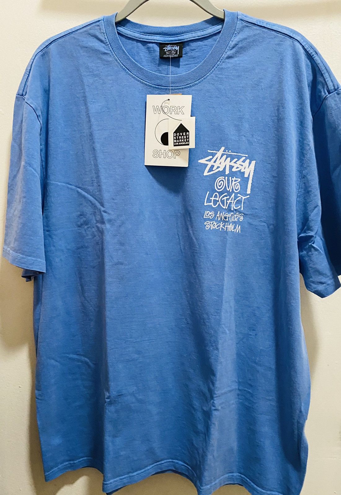 Our Legacy Stussy x Our Legacy Ol Surfman Pig. Dyed Tee Blue XL