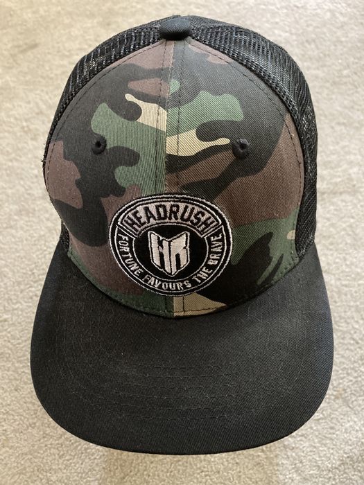 Vintage Headrush Fortune Favours The Brave trucker Snapback Hat camo ...