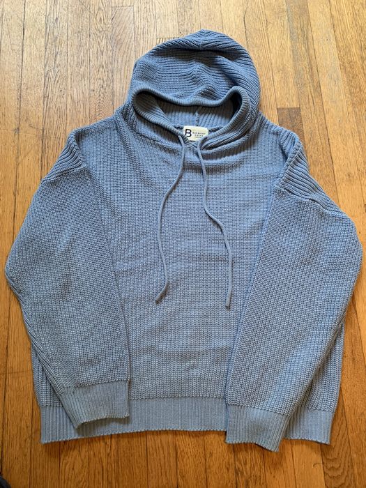 Designer Light Blue Knit oversized hoodie “Blue Bucket” | Grailed