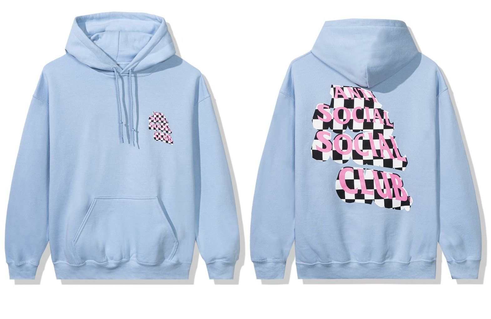Anti Social Social Club DS Pink ASSC Checkered Costumes Sky Blue Hoodie BAPE MagOC Size US L / EU 52-54 / 3 - 6 Thumbnail