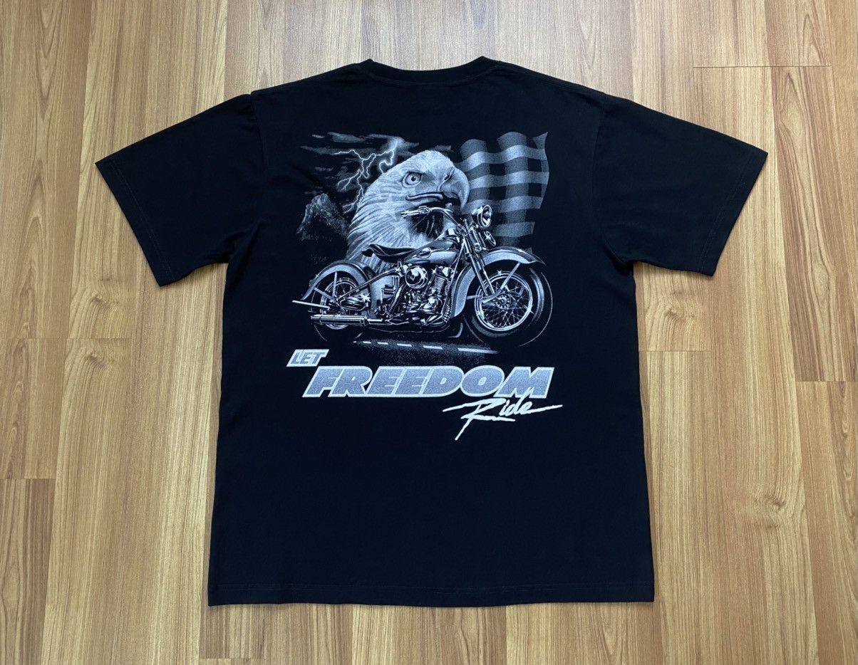 Vintage Vintage Let Freedom Ride Eagles USA T Shirt Harley Davidson Size US L / EU 52-54 / 3 - 3 Thumbnail
