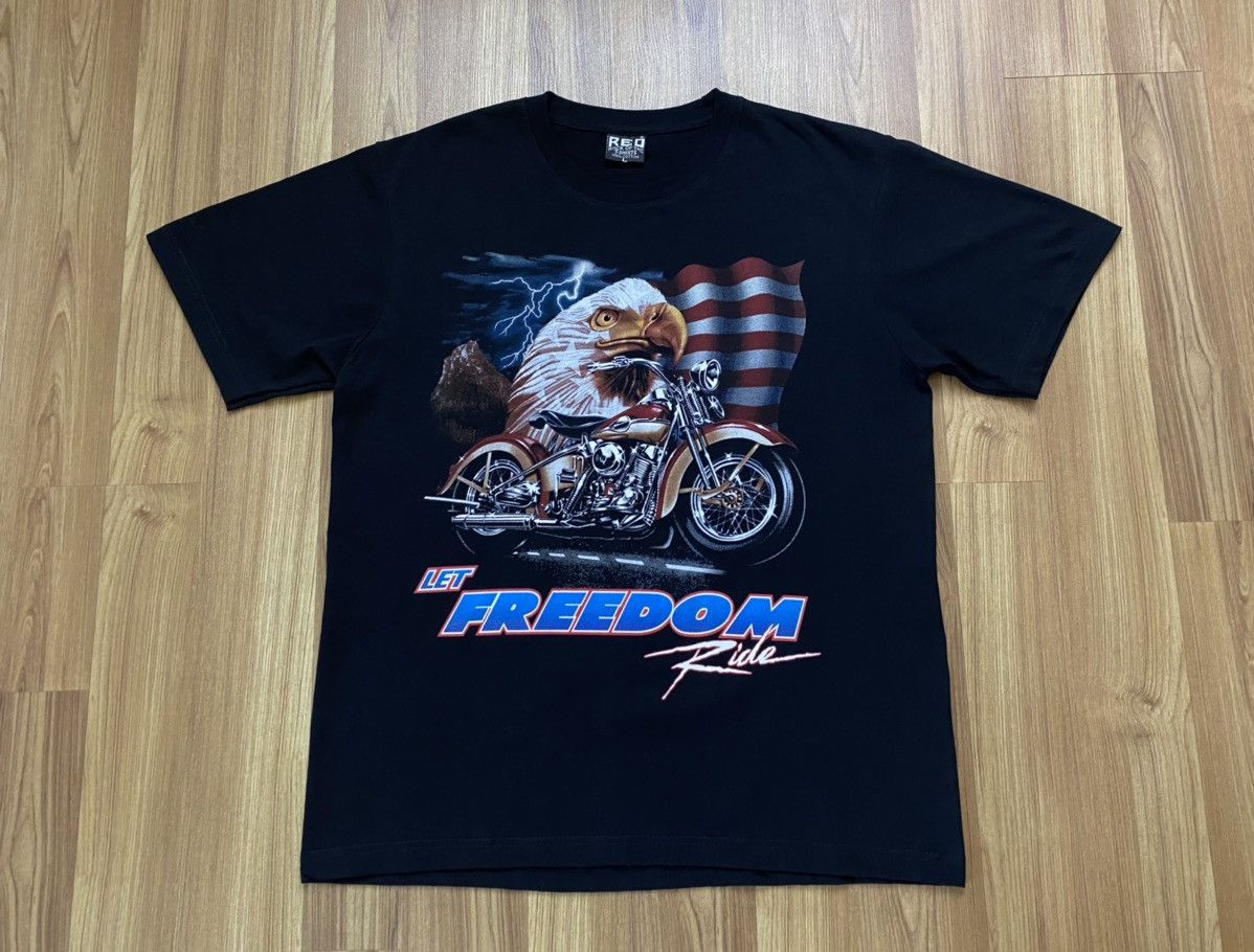 Vintage Vintage Let Freedom Ride Eagles USA T Shirt Harley Davidson Size US L / EU 52-54 / 3 - 1 Thumbnail