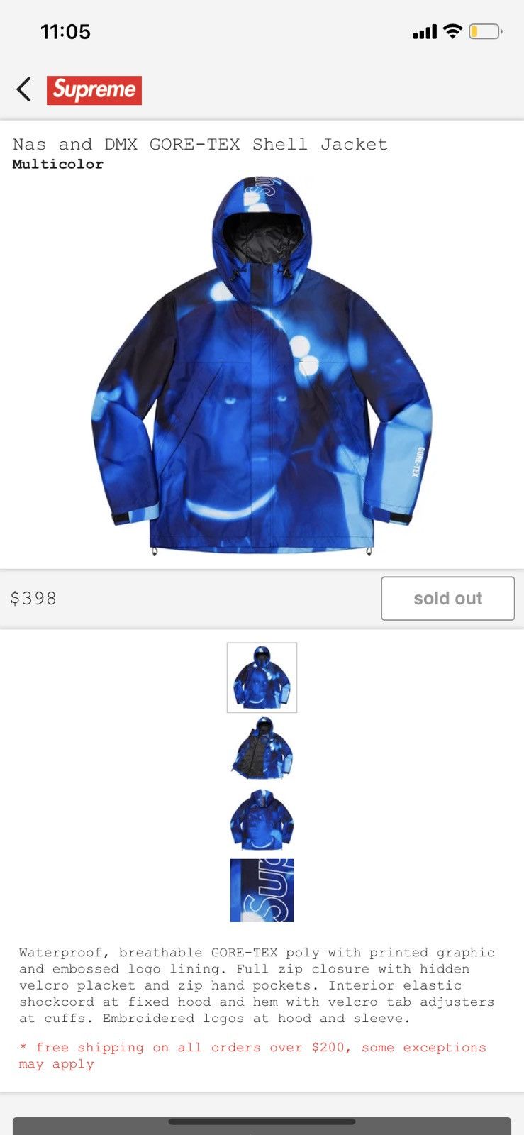 Supreme Nas and DMX Goretex Shell Jacket Belly North Face