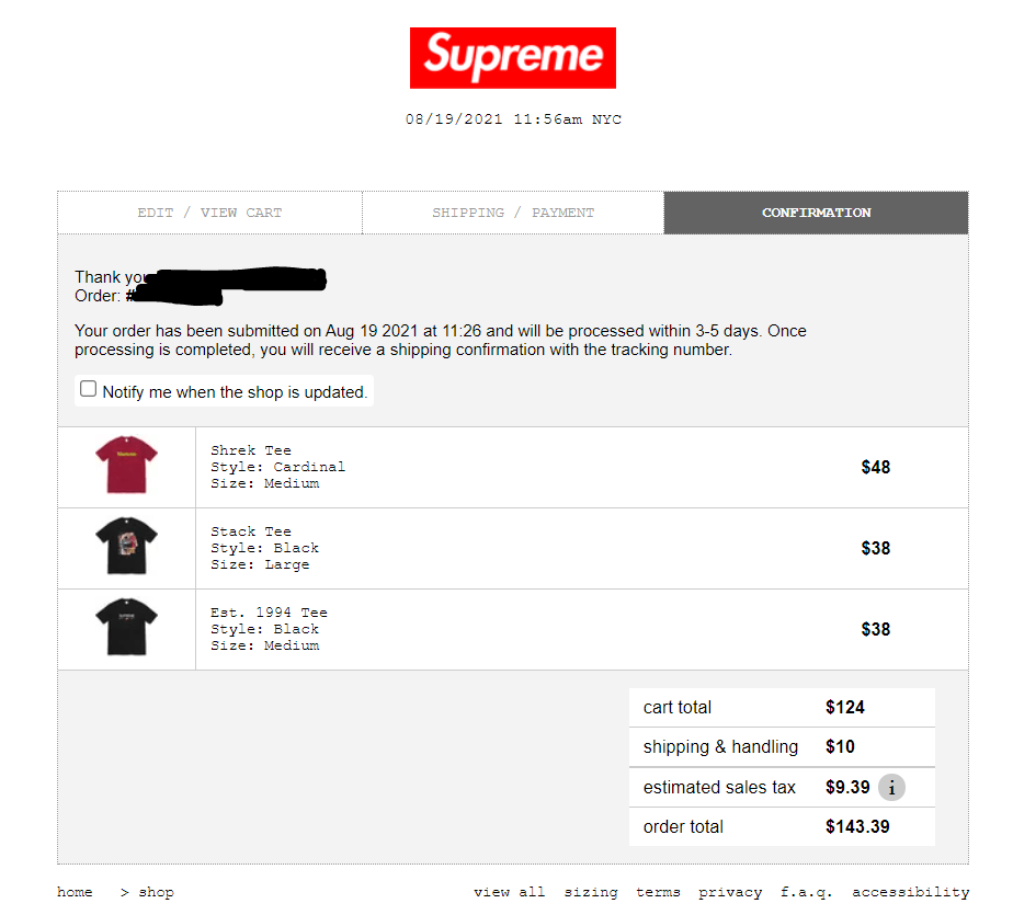 Supreme Supreme Est. 1994 Tee - Black - M - Box Logo | Grailed