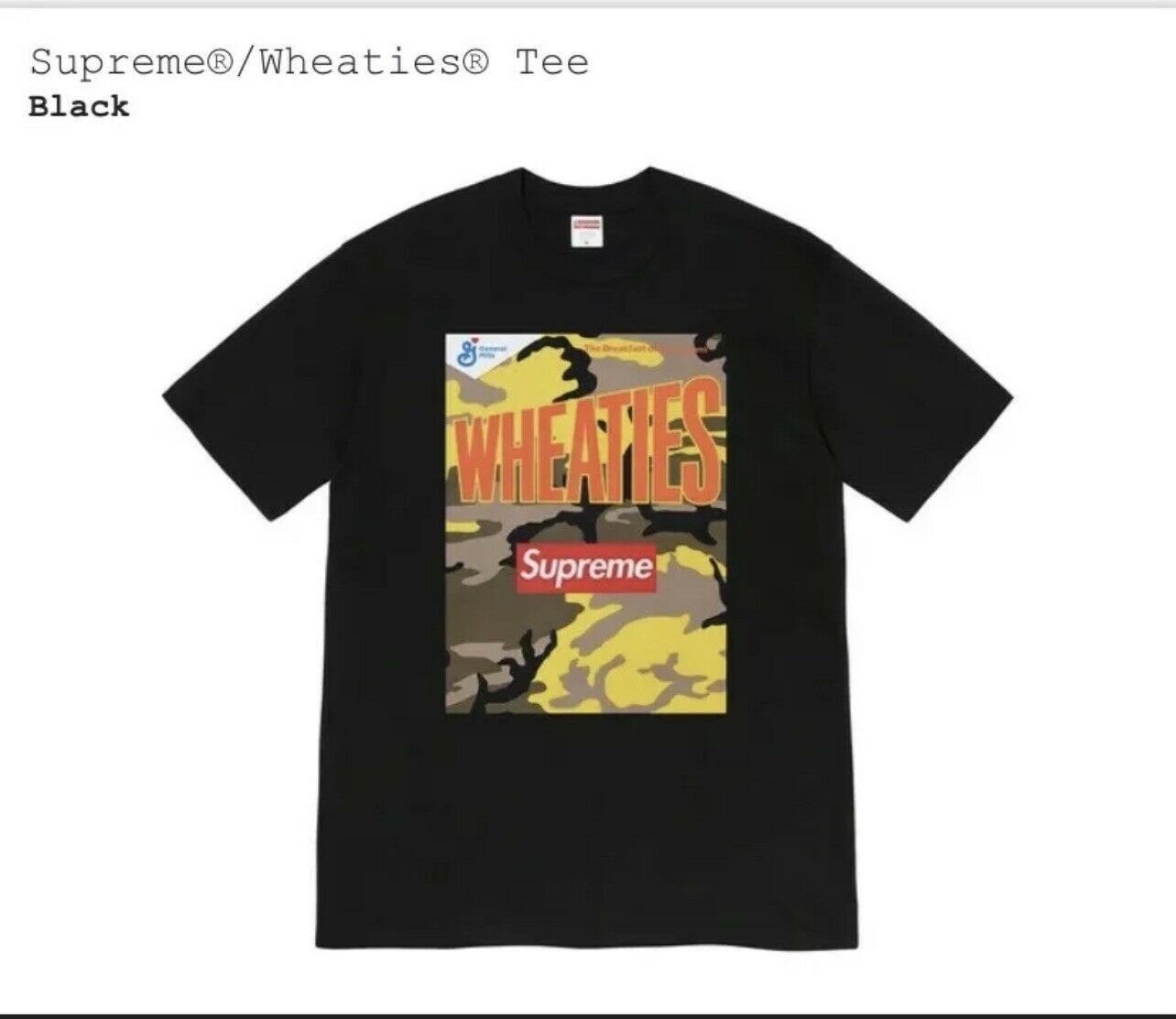 Supreme Supreme SS21 Wheaties Tee T-Shirt Black Medium Size US M / EU 48-50 / 2 - 6 Thumbnail