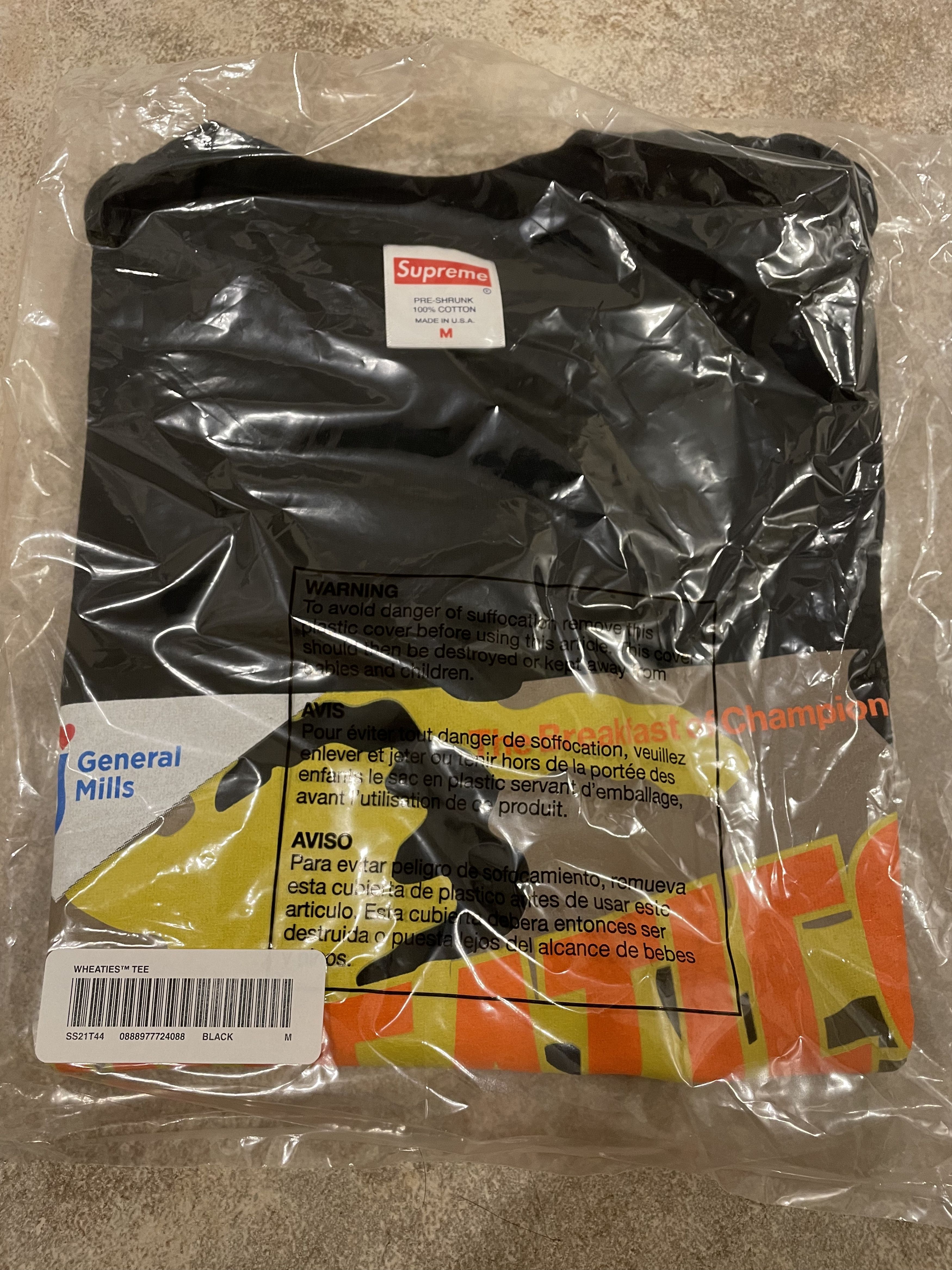 Supreme Supreme SS21 Wheaties Tee T-Shirt Black Medium Size US M / EU 48-50 / 2 - 1 Thumbnail