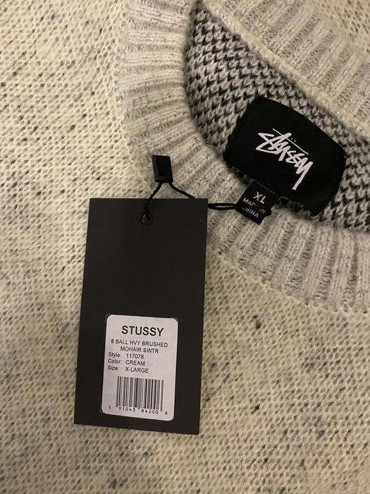 Stussy Stussy 8-ball Heavy Brushed Mohair Sweater Cream Size XL