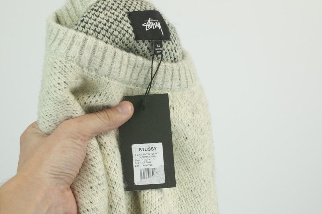 Stussy Stussy 8-ball Heavy Brushed Mohair Sweater Cream Size S