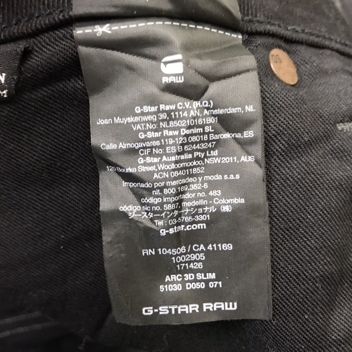 G-Star G Star Raw ARC 3D Slim Black Jeans Size US 28 / EU 44 - 17 Thumbnail