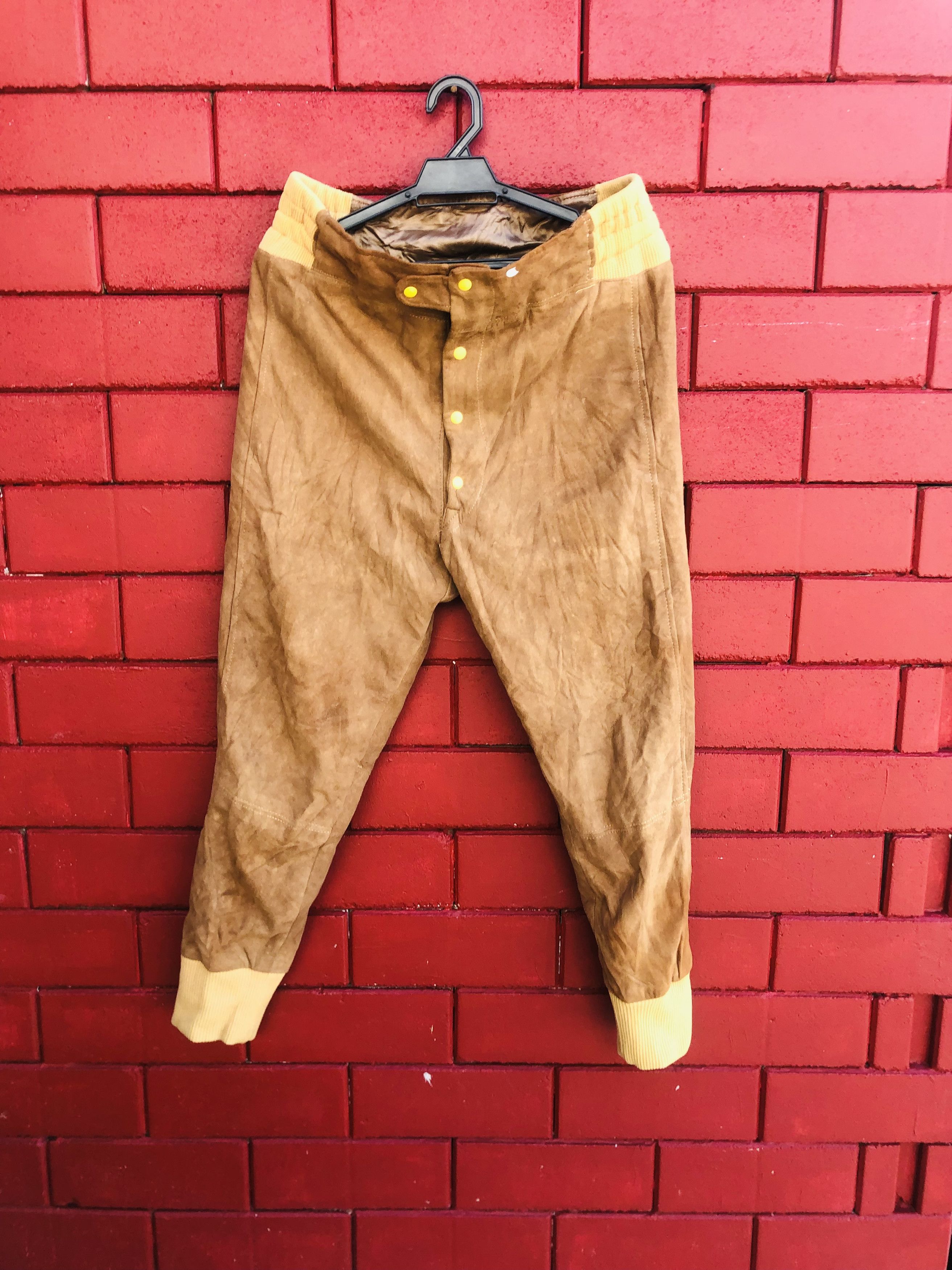 Genuine Leather × Japanese Brand Vintage Designer Leather Pant Travis Scott Fashion Style Size US 33 - 1 Thumbnail