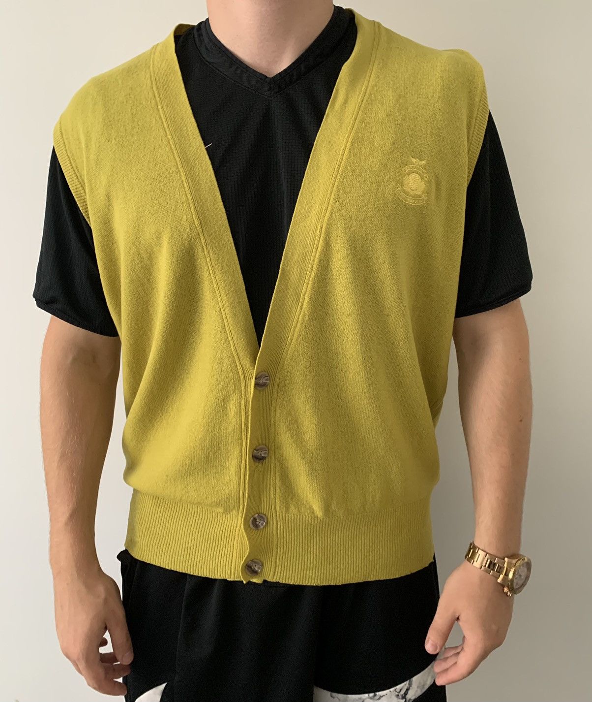 Emporio Armani × Vintage 80s rare emperio armani wool lime vest Size US XL / EU 56 / 4 - 21 Thumbnail