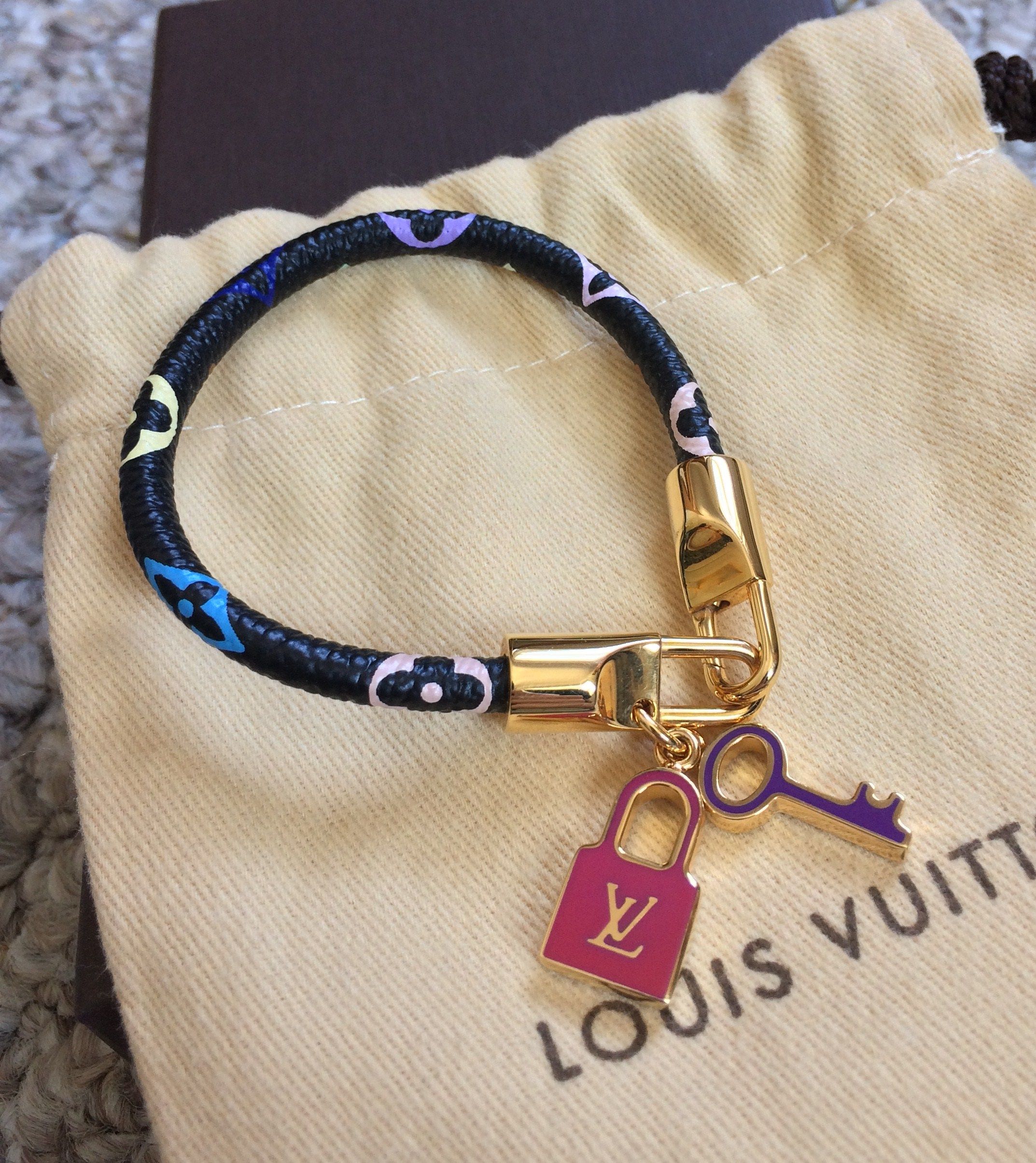Louis Vuitton Black Multicolor Takashi Murakami S-Lock Bracelet