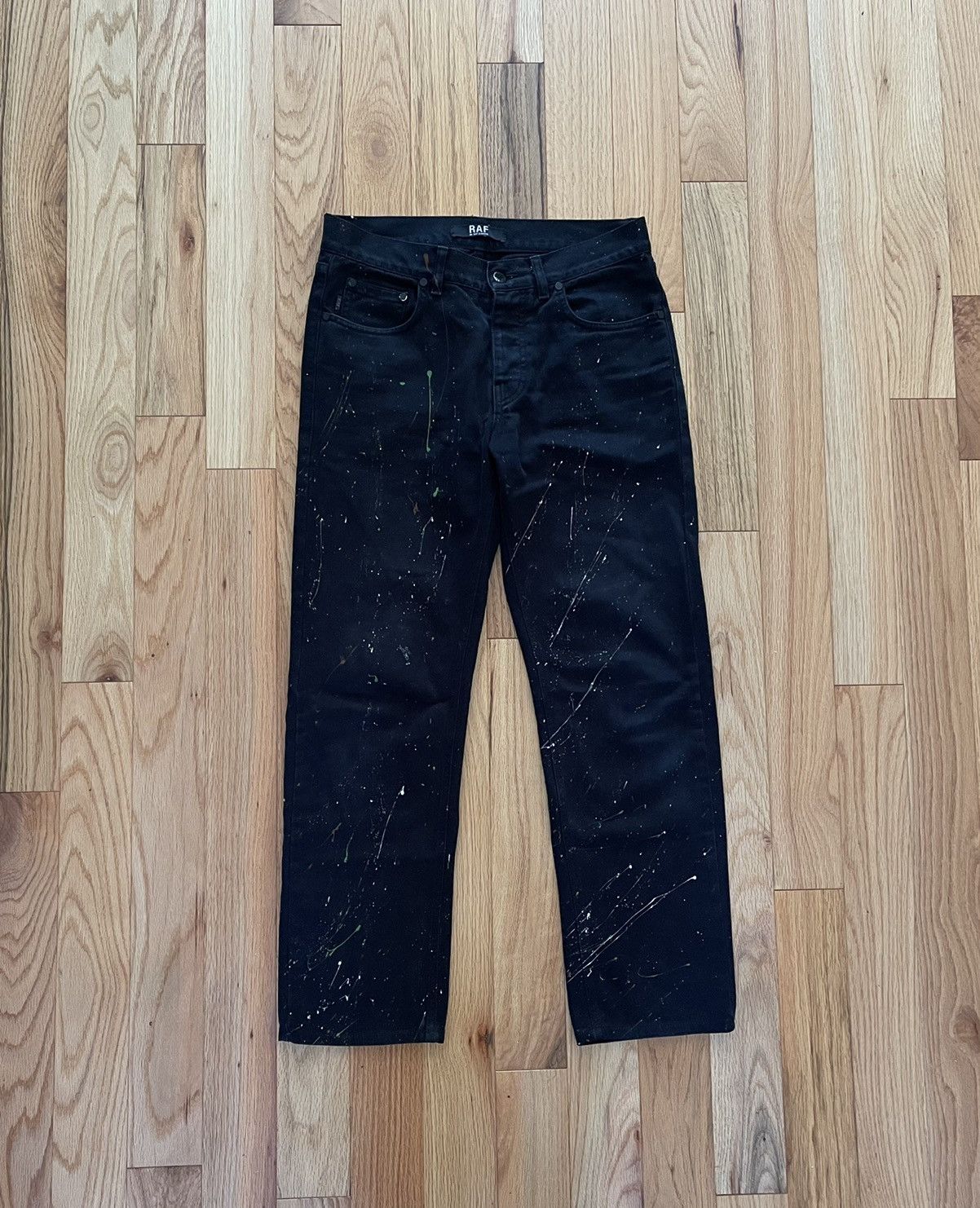 Raf Simons Raf by Raf Simons Paint Splattered Black Denim Size US 31 - 1 Thumbnail