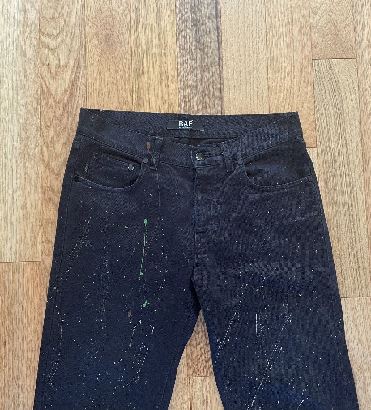 Raf Simons Raf by Raf Simons Paint Splattered Black Denim Size US 31 - 2 Thumbnail