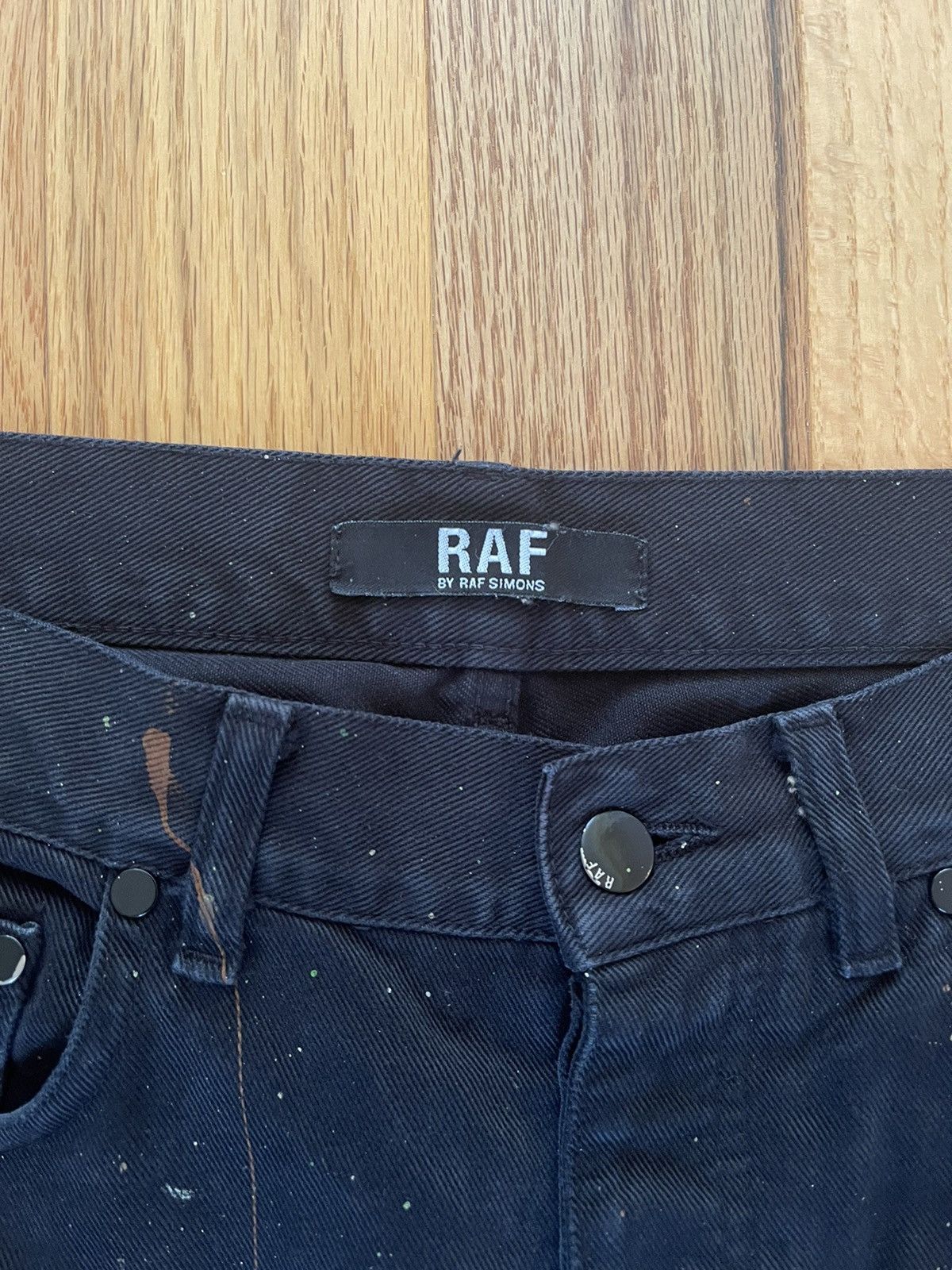 Raf Simons Raf by Raf Simons Paint Splattered Black Denim Size US 31 - 3 Thumbnail