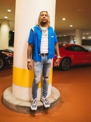 Lil Durk Wearing an All Blue Louis Vuitton Jacket & Amiri Trackpants Outfit