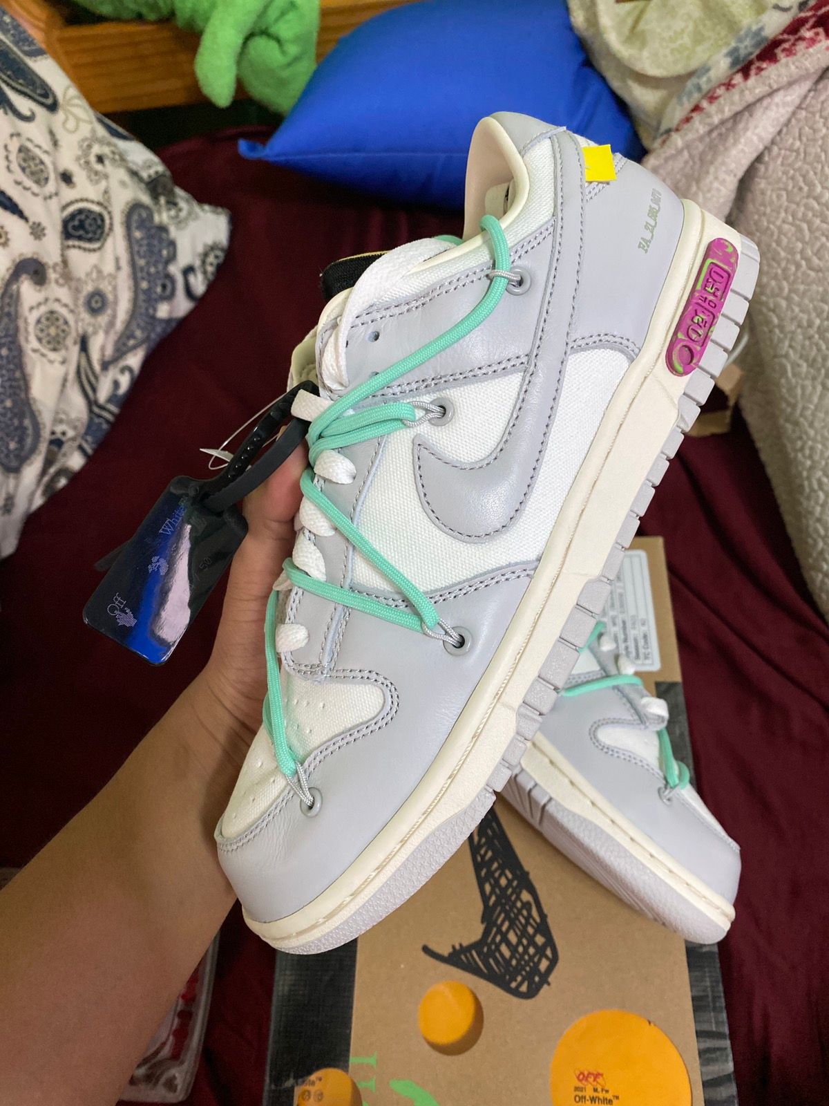 Pre-owned Nike X Off White Dunk Low “lot 4” Shoes In Grey