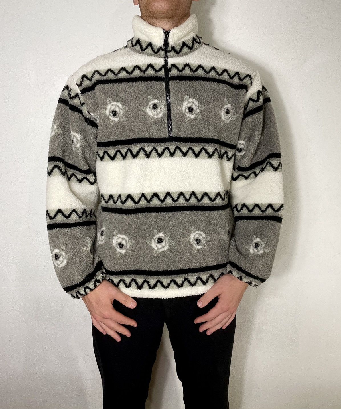 Vintage Rare Vintage Ski Half Zip Riri Fleece Sweater Roses Pattern Size US L / EU 52-54 / 3 - 3 Thumbnail