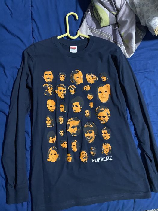 Supreme Supreme faces Ls tee navy size medium | Grailed