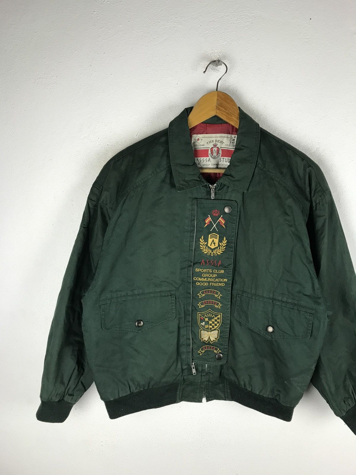 Vintage Vintage ASSA Studio Bomber Jacket Green Embroidered Sport Size US M / EU 48-50 / 2 - 5 Thumbnail
