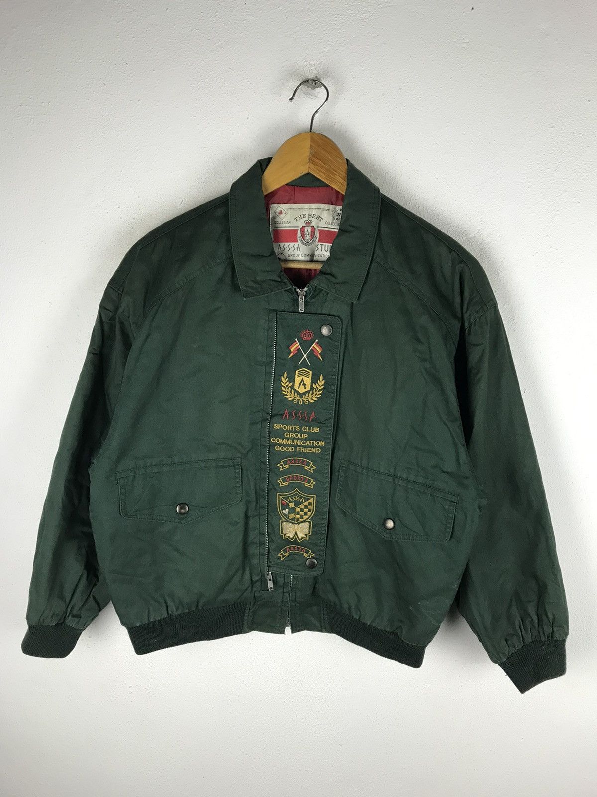 Vintage Vintage ASSA Studio Bomber Jacket Green Embroidered Sport Size US M / EU 48-50 / 2 - 3 Thumbnail