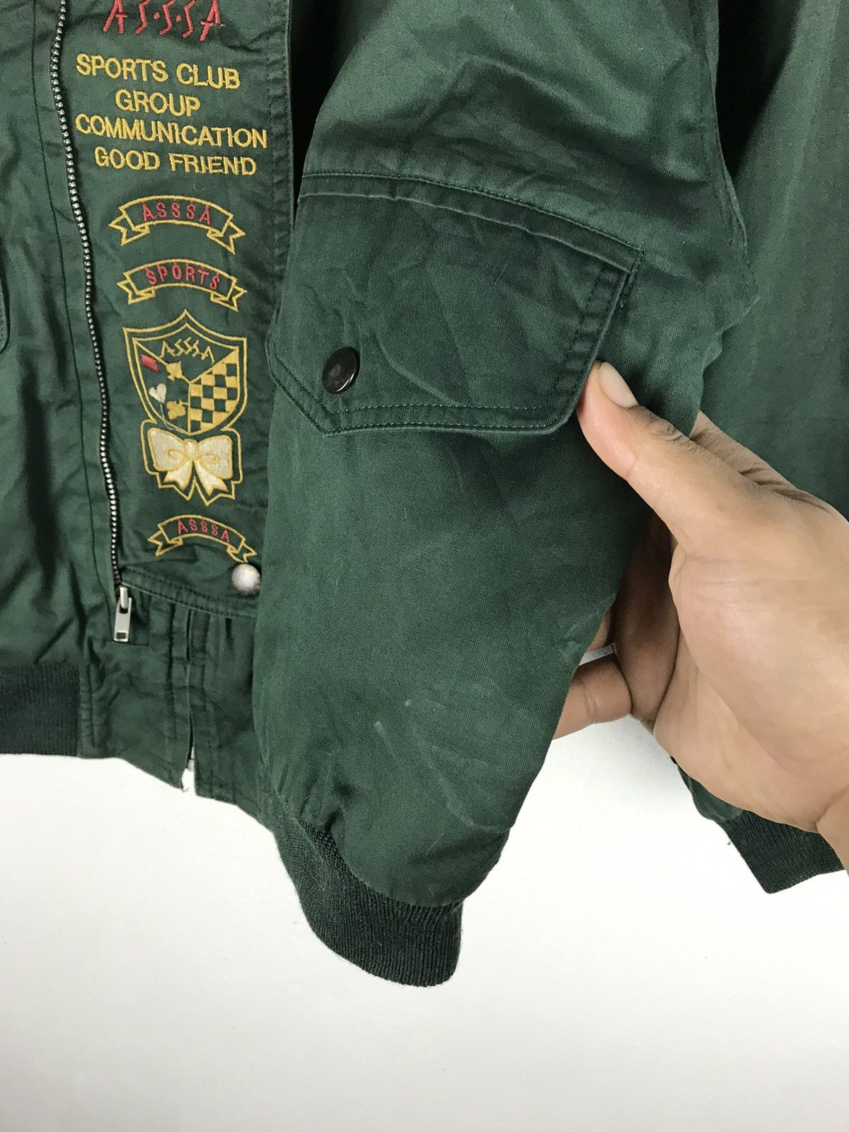 Vintage Vintage ASSA Studio Bomber Jacket Green Embroidered Sport Size US M / EU 48-50 / 2 - 8 Thumbnail