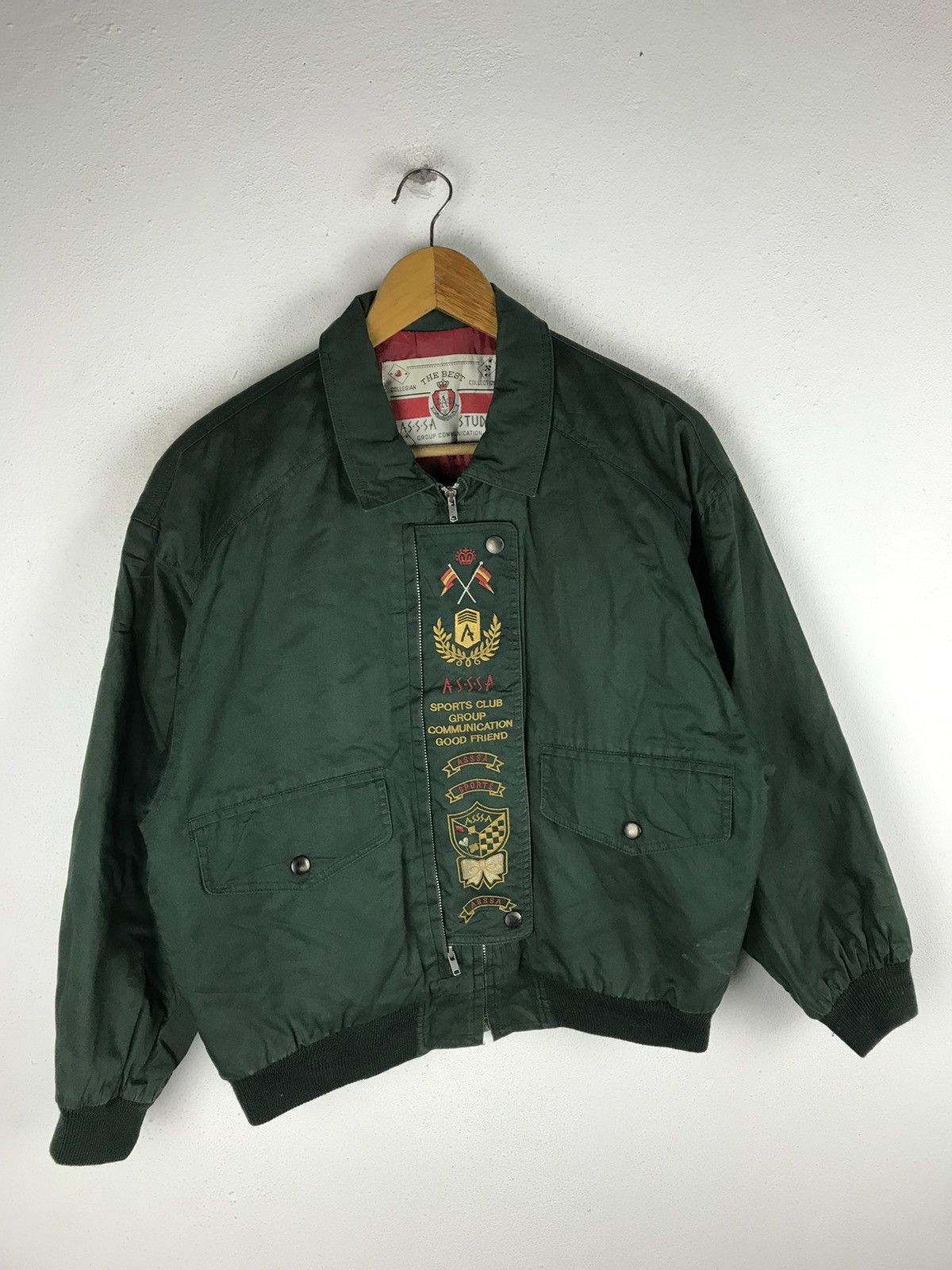 Vintage Vintage ASSA Studio Bomber Jacket Green Embroidered Sport Size US M / EU 48-50 / 2 - 4 Thumbnail