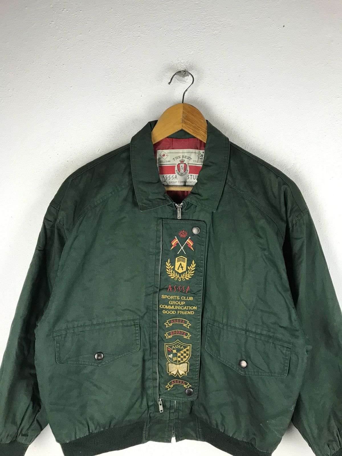 Vintage Vintage ASSA Studio Bomber Jacket Green Embroidered Sport Size US M / EU 48-50 / 2 - 6 Thumbnail