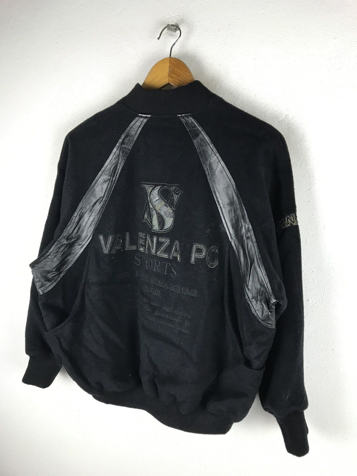 Vintage Valenza PO Sports Varsity Jacket - Black Leather Accents Size US L / EU 52-54 / 3 - 7 Thumbnail