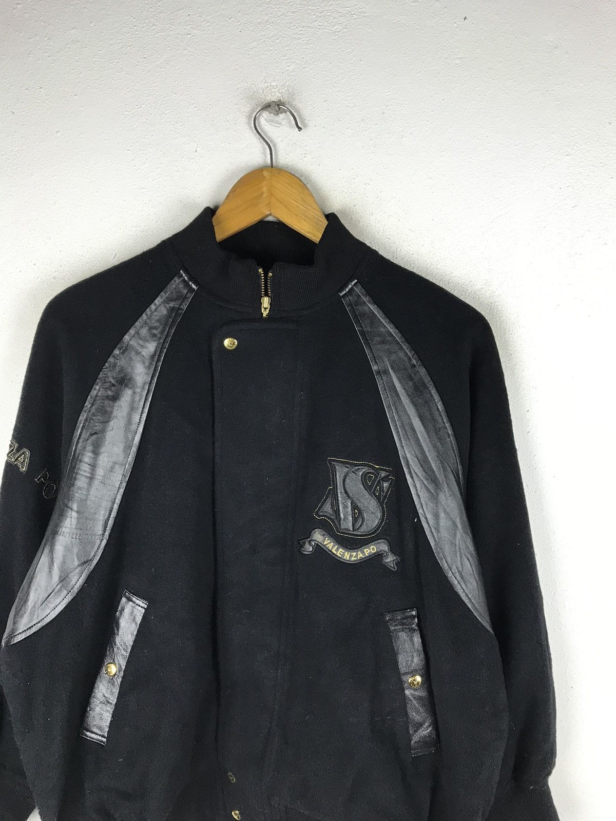 Vintage Valenza PO Sports Varsity Jacket - Black Leather Accents Size US L / EU 52-54 / 3 - 8 Thumbnail