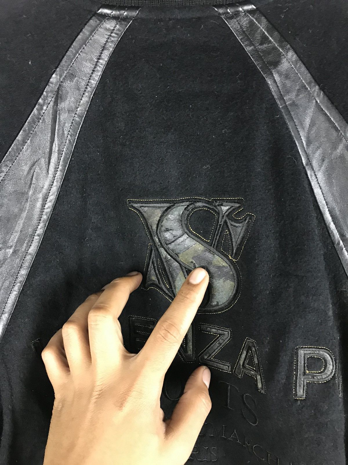 Vintage Valenza PO Sports Varsity Jacket - Black Leather Accents Size US L / EU 52-54 / 3 - 9 Thumbnail