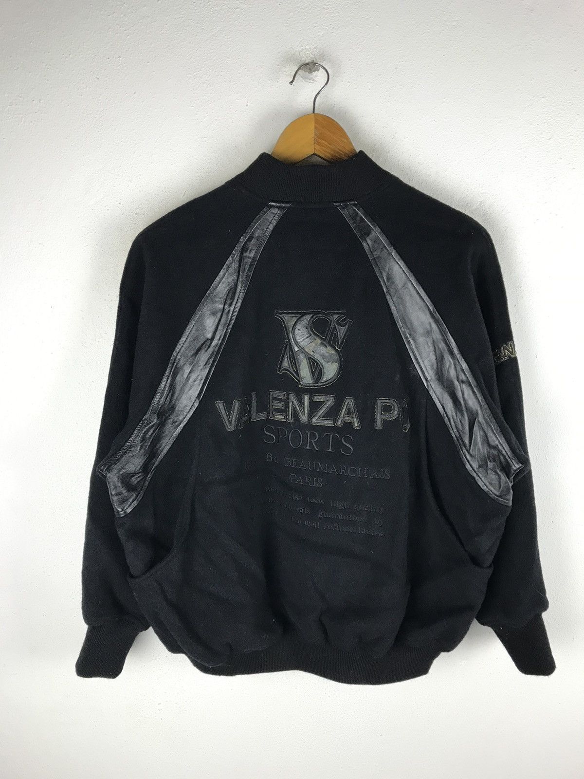 Vintage Valenza PO Sports Varsity Jacket - Black Leather Accents Size US L / EU 52-54 / 3 - 4 Thumbnail