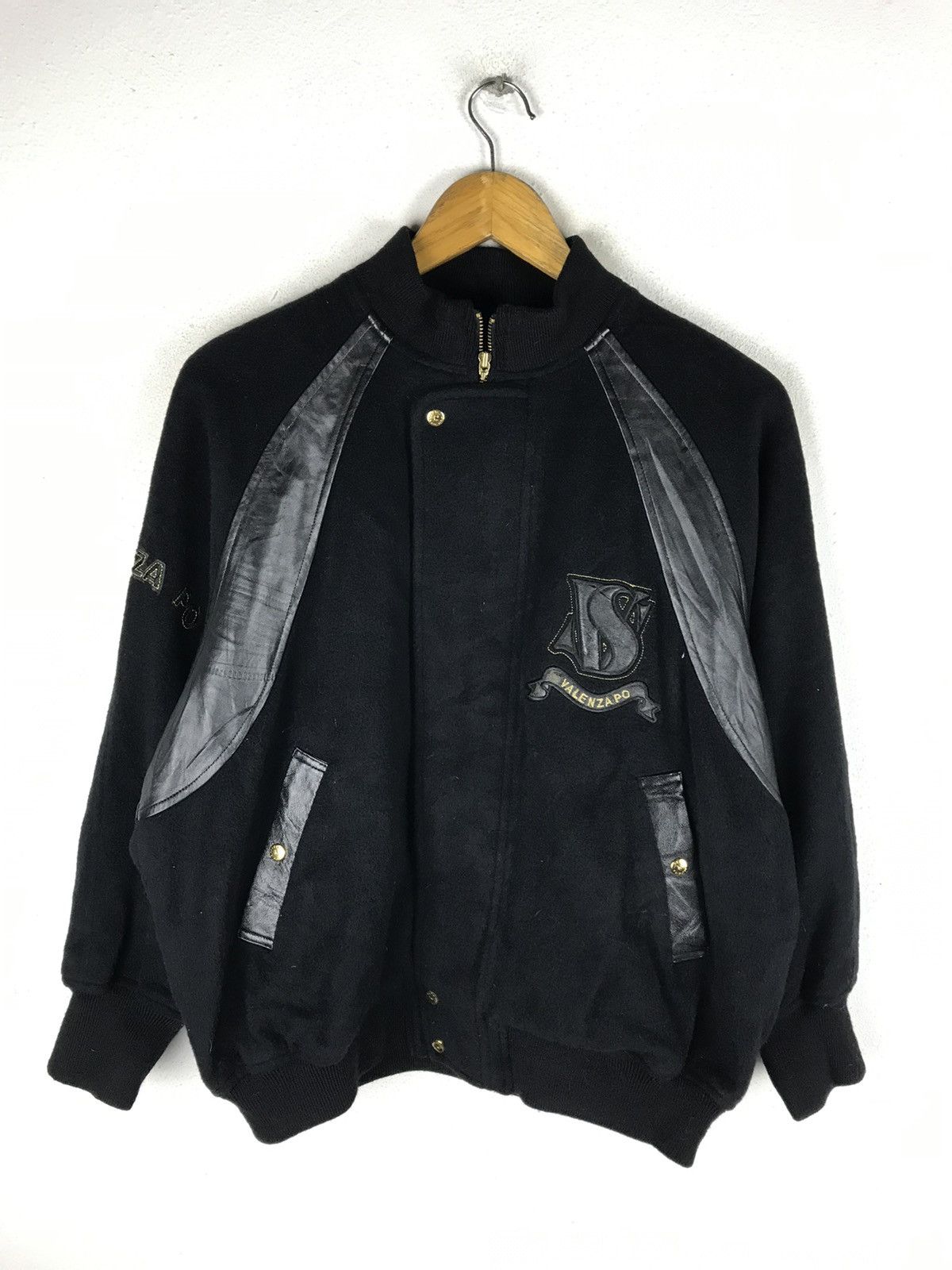 Vintage Valenza PO Sports Varsity Jacket - Black Leather Accents Size US L / EU 52-54 / 3 - 2 Thumbnail