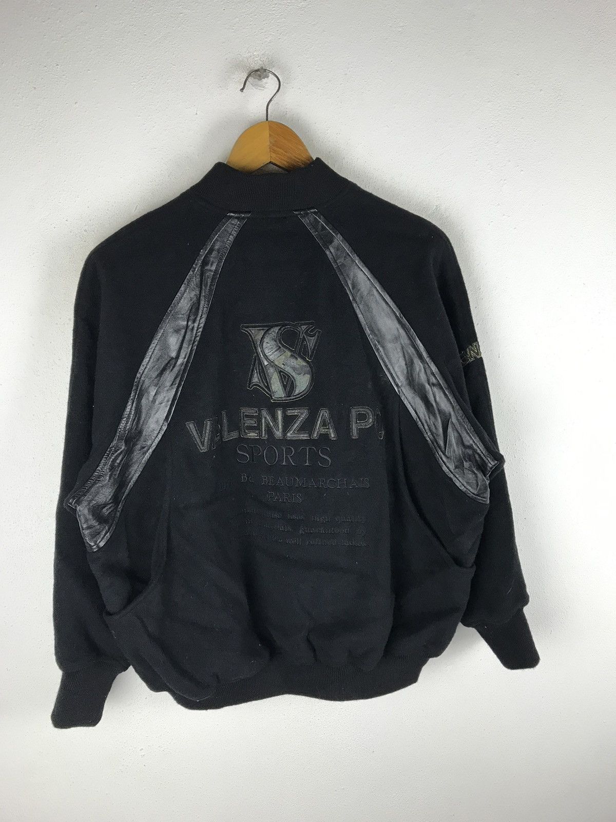 Vintage Valenza PO Sports Varsity Jacket - Black Leather Accents Size US L / EU 52-54 / 3 - 3 Thumbnail