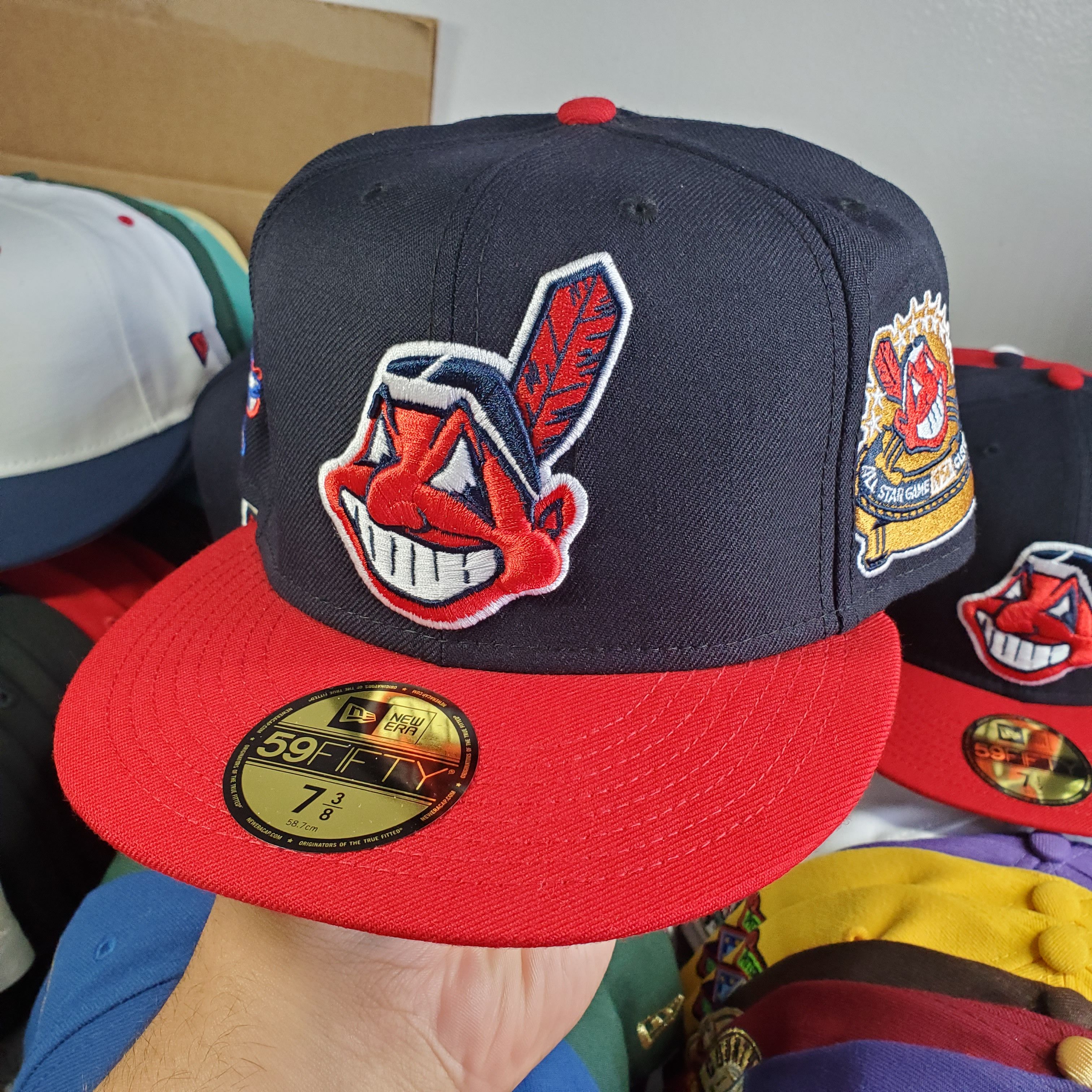 Cleveland Indians 1948-50 Chief Wahoo New Era 5950 Fitted Cap 7 3/4 Green  Under