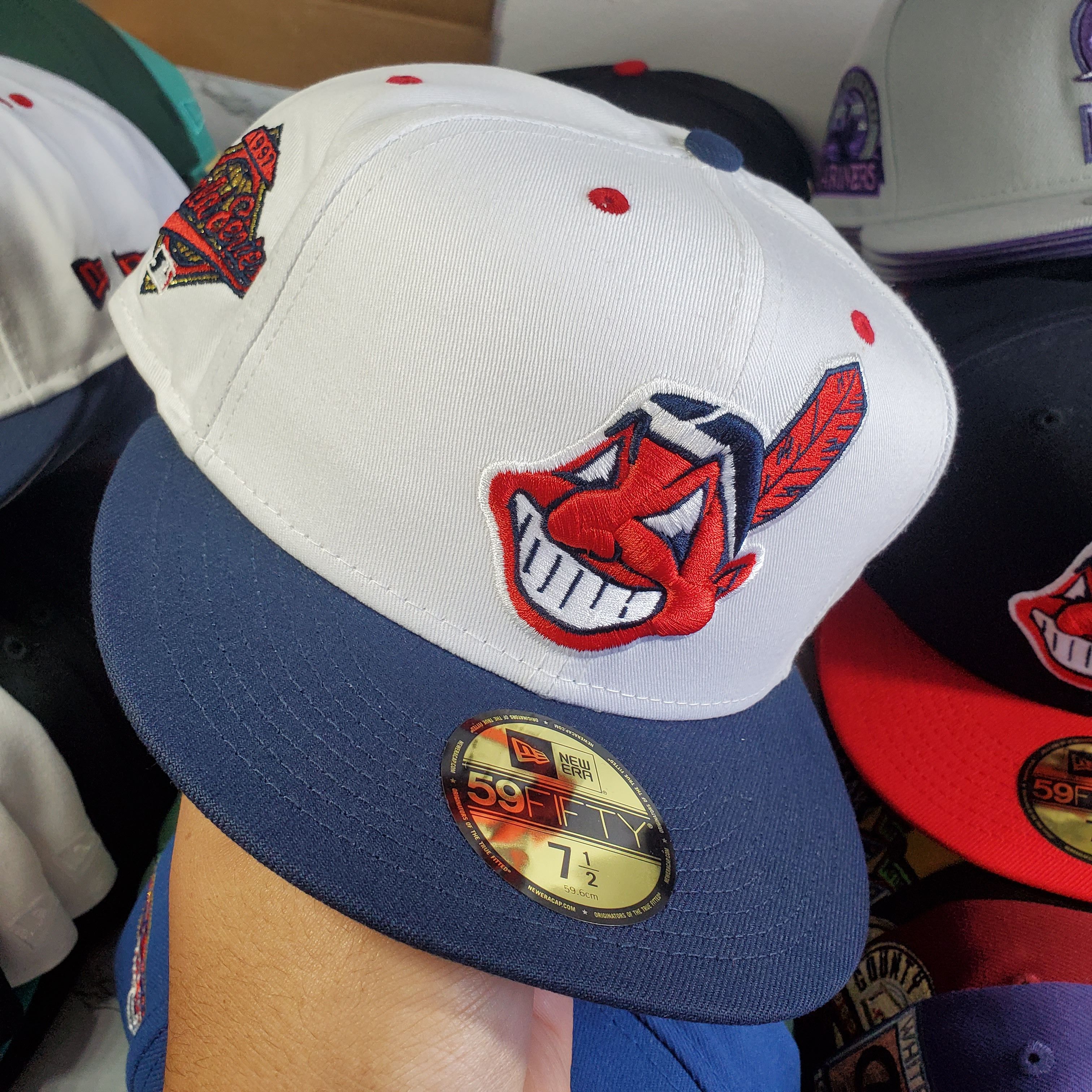 Cleveland Indians 1948-50 Chief Wahoo New Era 5950 Fitted Cap 7 3/4 Green  Under