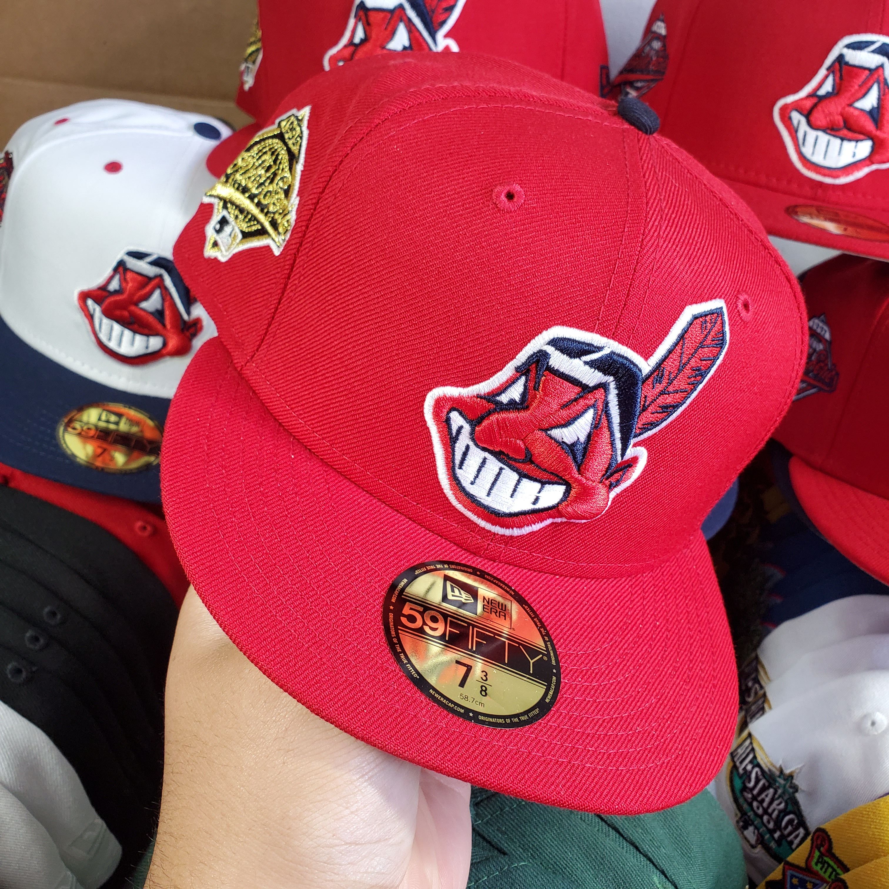 Cleveland Indians 1948-50 Chief Wahoo New Era 5950 Fitted Cap 7 3/4 Green  Under