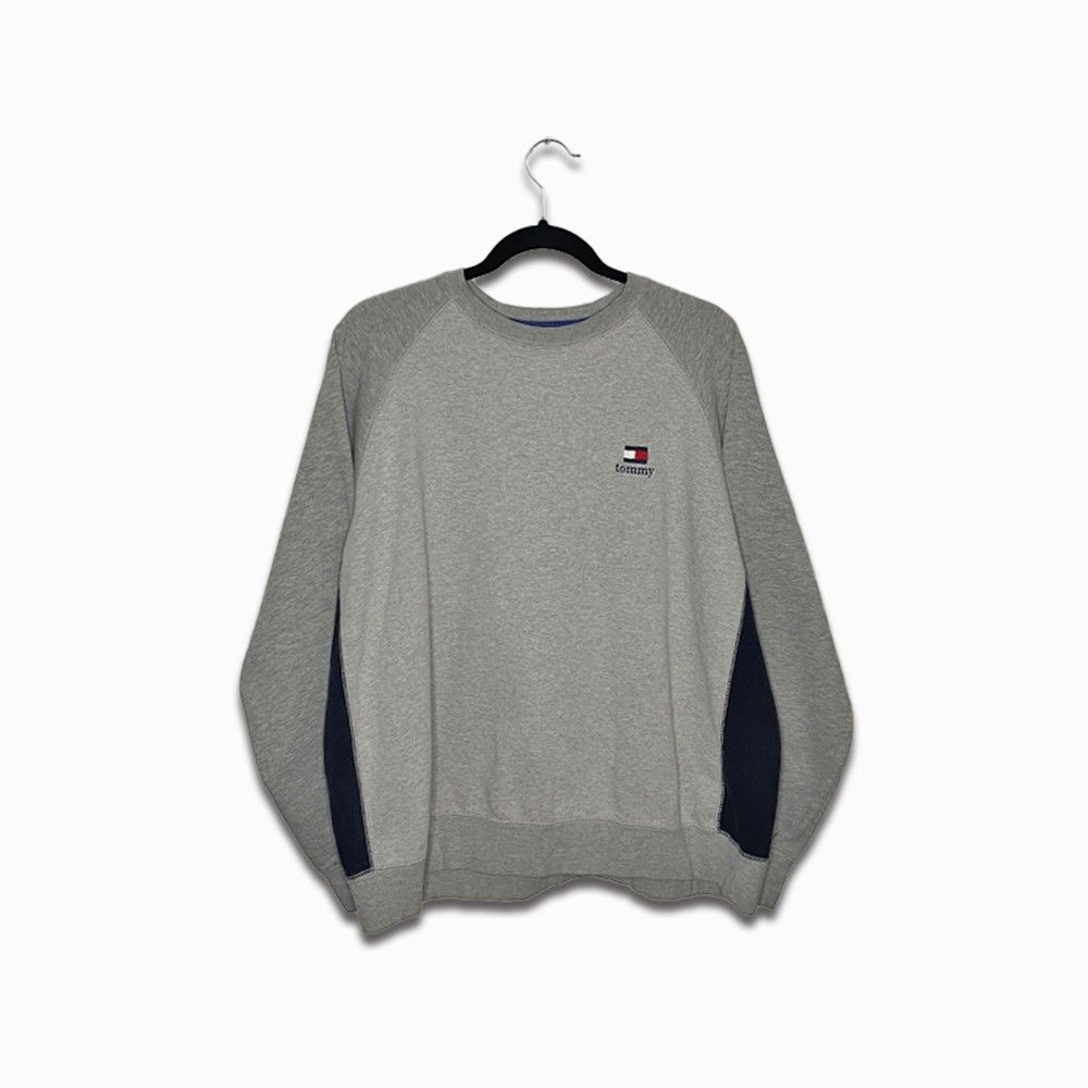 Vintage Tommy Hilfiger Grey Crewneck Small Logo Small Spell Out | Grailed