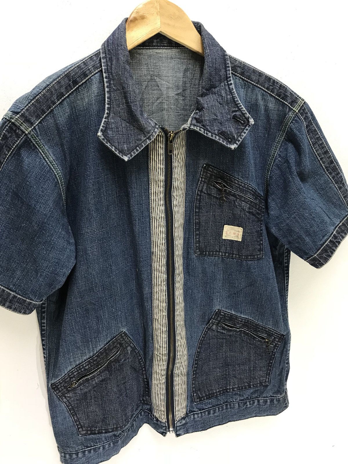 Japanese Brand Japan Brand Abahouse Denim Zipper Shirt Hickory Striped 6🟩9 Size US M / EU 48-50 / 2 - 2 Thumbnail
