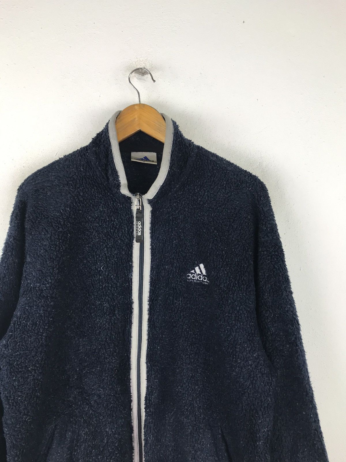 Vintage VINTAGE 90s ADIDAS SHERLING FLEECE JACKET Size US L / EU 52-54 / 3 - 4 Thumbnail