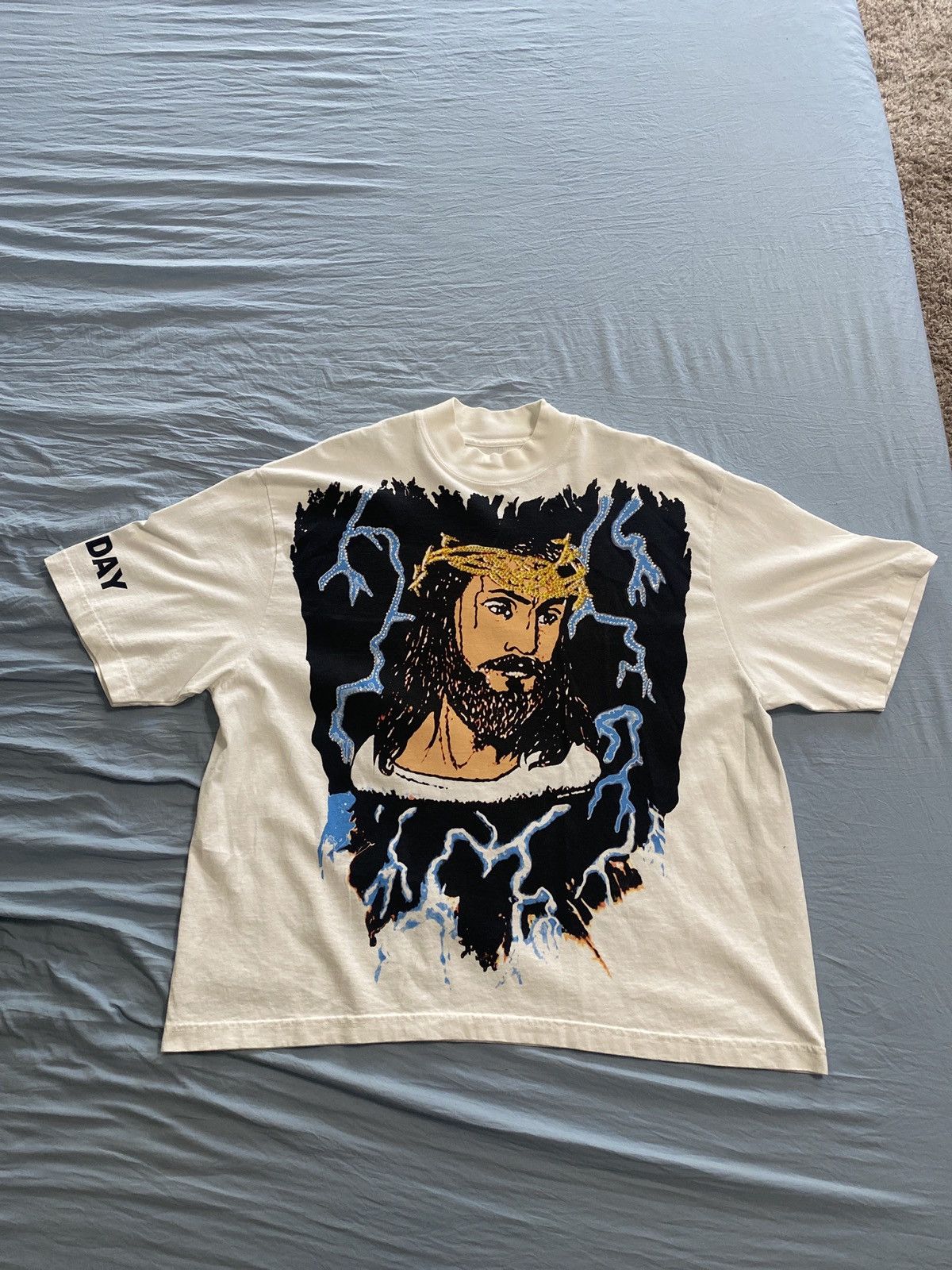 Kanye West Jesus is King Lightning Rhinestone T-Shirt | Grailed