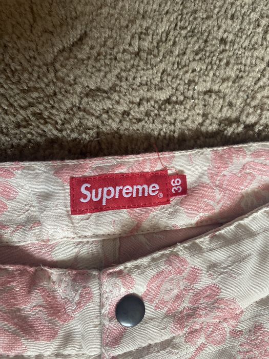 Supreme Supreme Floral tapestry cargo pant cream/pink | Grailed