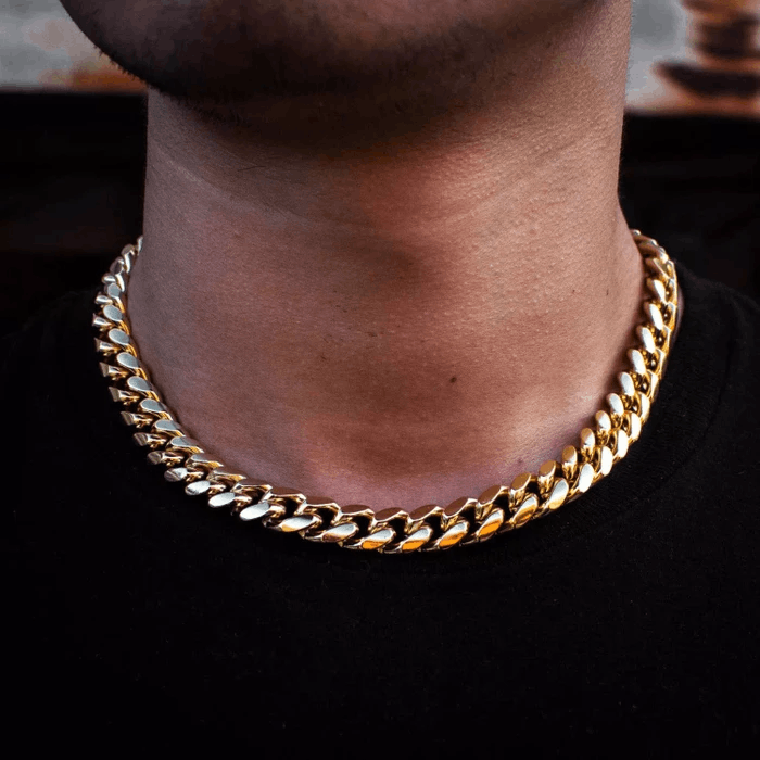 Other 14k Gold 8mm Miami Cuban Link Chain Necklace 18" Choker Size ONE SIZE - 1 Thumbnail