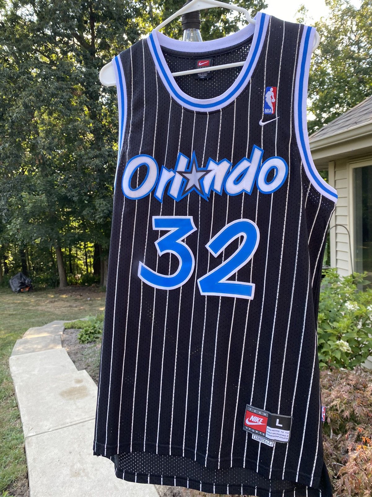 NIKE × NBA Orlando Magic O'Neal ユニフォーム Men's Vintage Nike Team Shaquille O'Neal #32 Striped Orlando