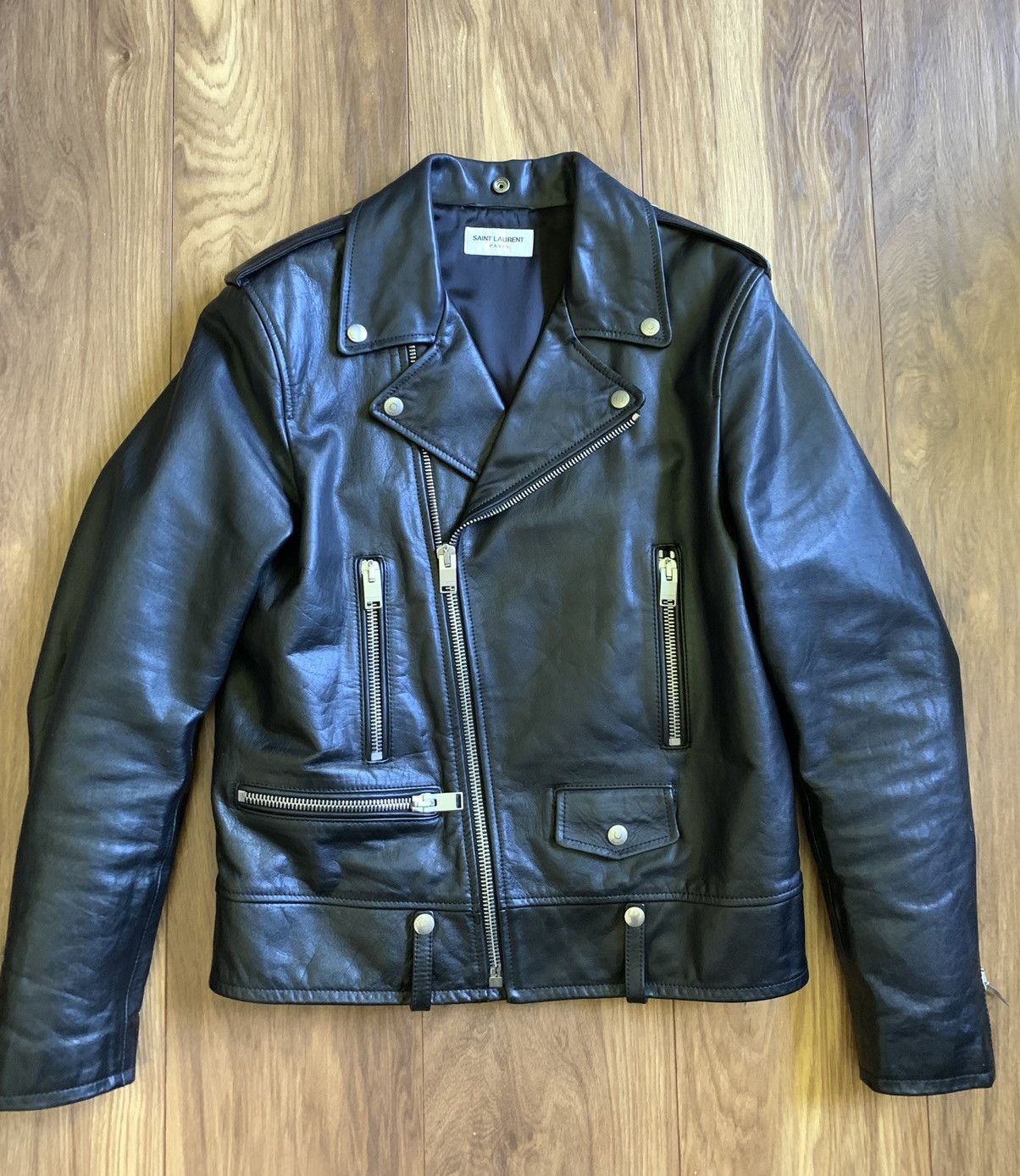 Saint Laurent Paris Fw16 L01 Washed Calf Leather Jacket 