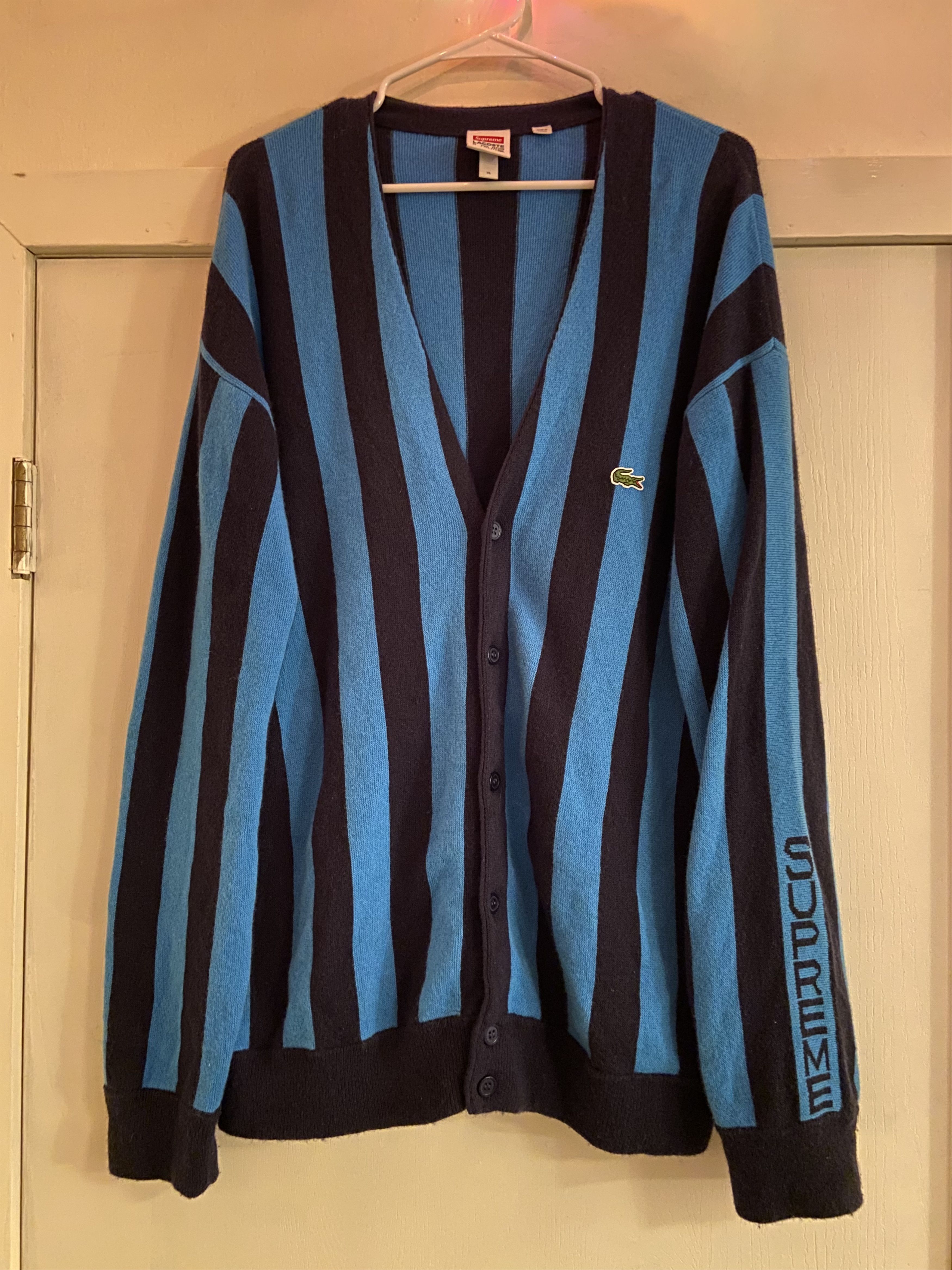 Lacoste × Supreme Supreme Lacoste Striped Cardigan | Grailed